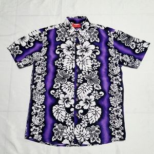 Men Aloha Shirt Cruise Tropical Luau Beach Hawaiian Party Blue/ Purple H…